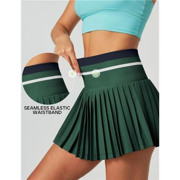 High Waisted Pleated Tennis Skirt with Pockets Skort Athletic Golf Workout - Picture 3 of 6